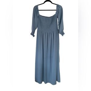 J Gee Women’s Smocked Lined Maxi Dress. Size Medium. Blue/Gray Color.